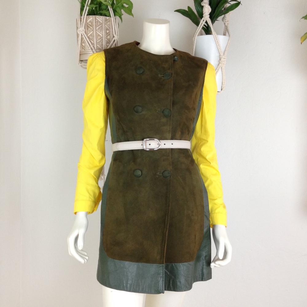 SOLD // Vintage Mod Block Leather and Suede Jumper